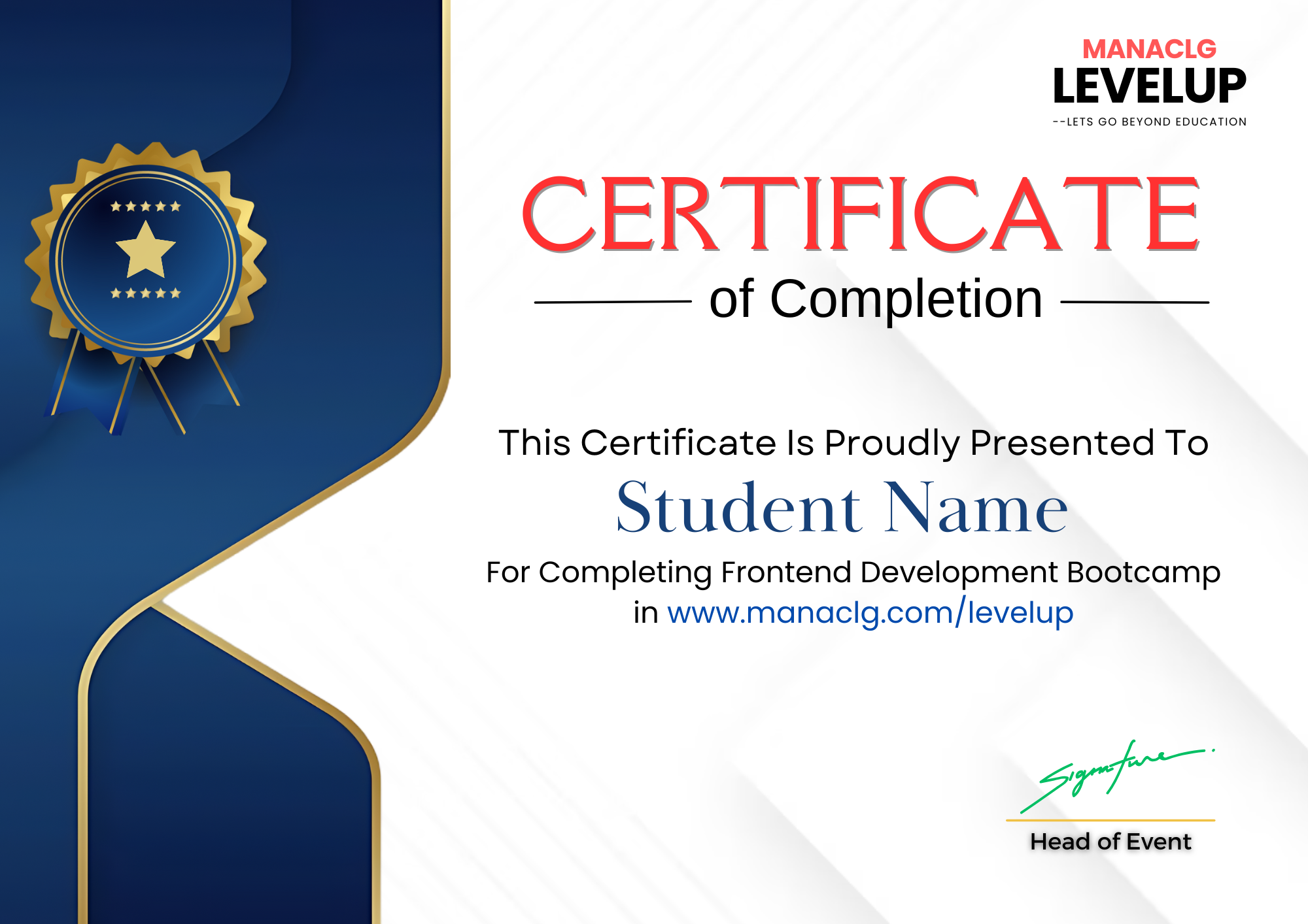 Level Up Course Certificate